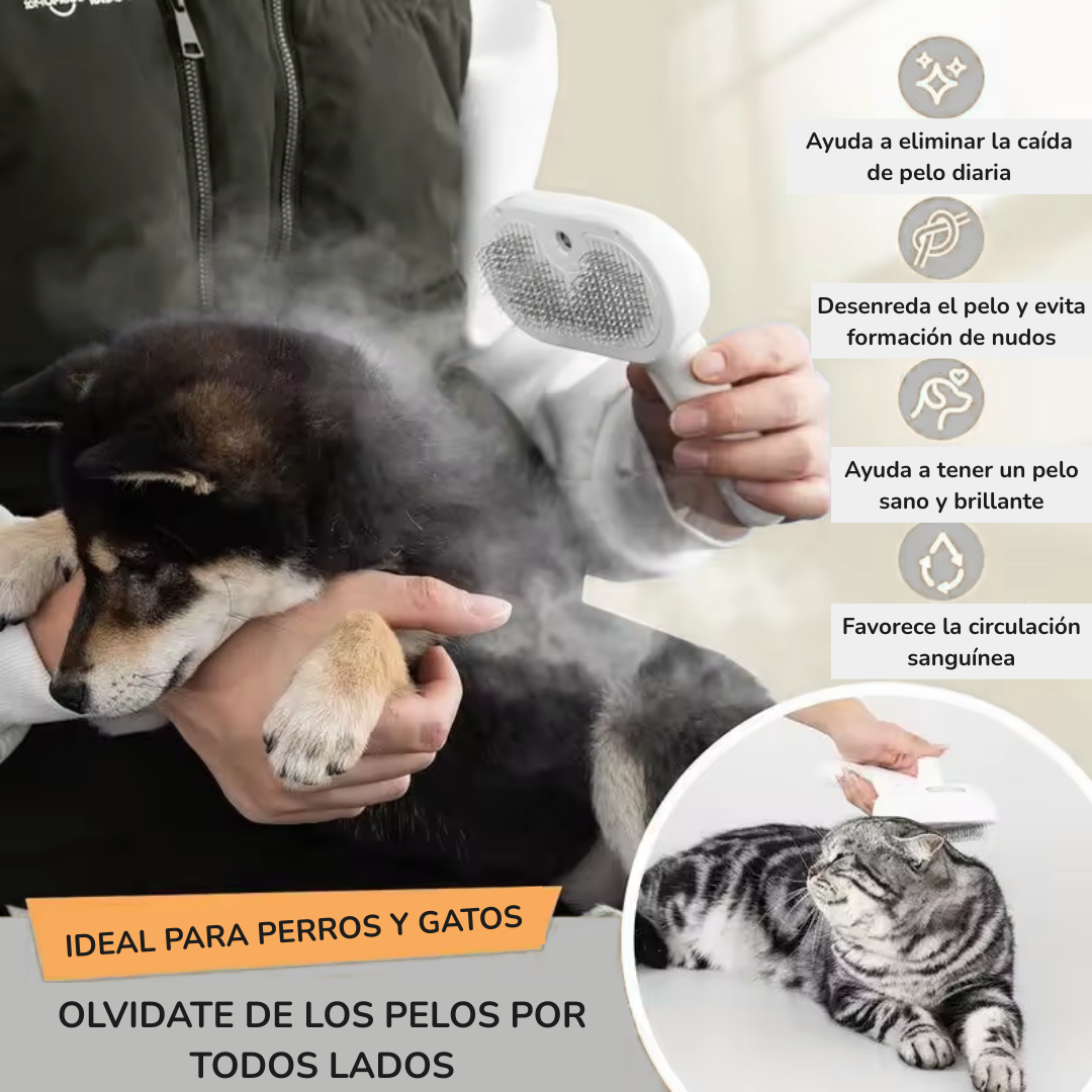 Cepillo Autolimpiante con Vapor Para Mascotas